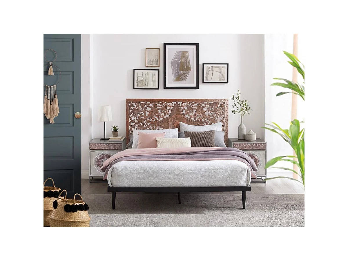 Tête de lit en MDF sculptée style bohème ethnique 166 cm - 81 x 166 x 3