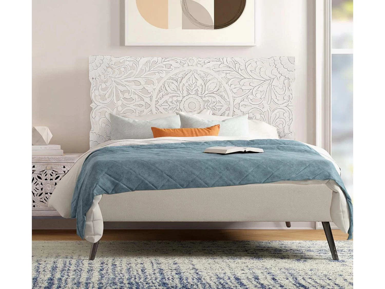 Tête de lit antiek wit beeldje à la main