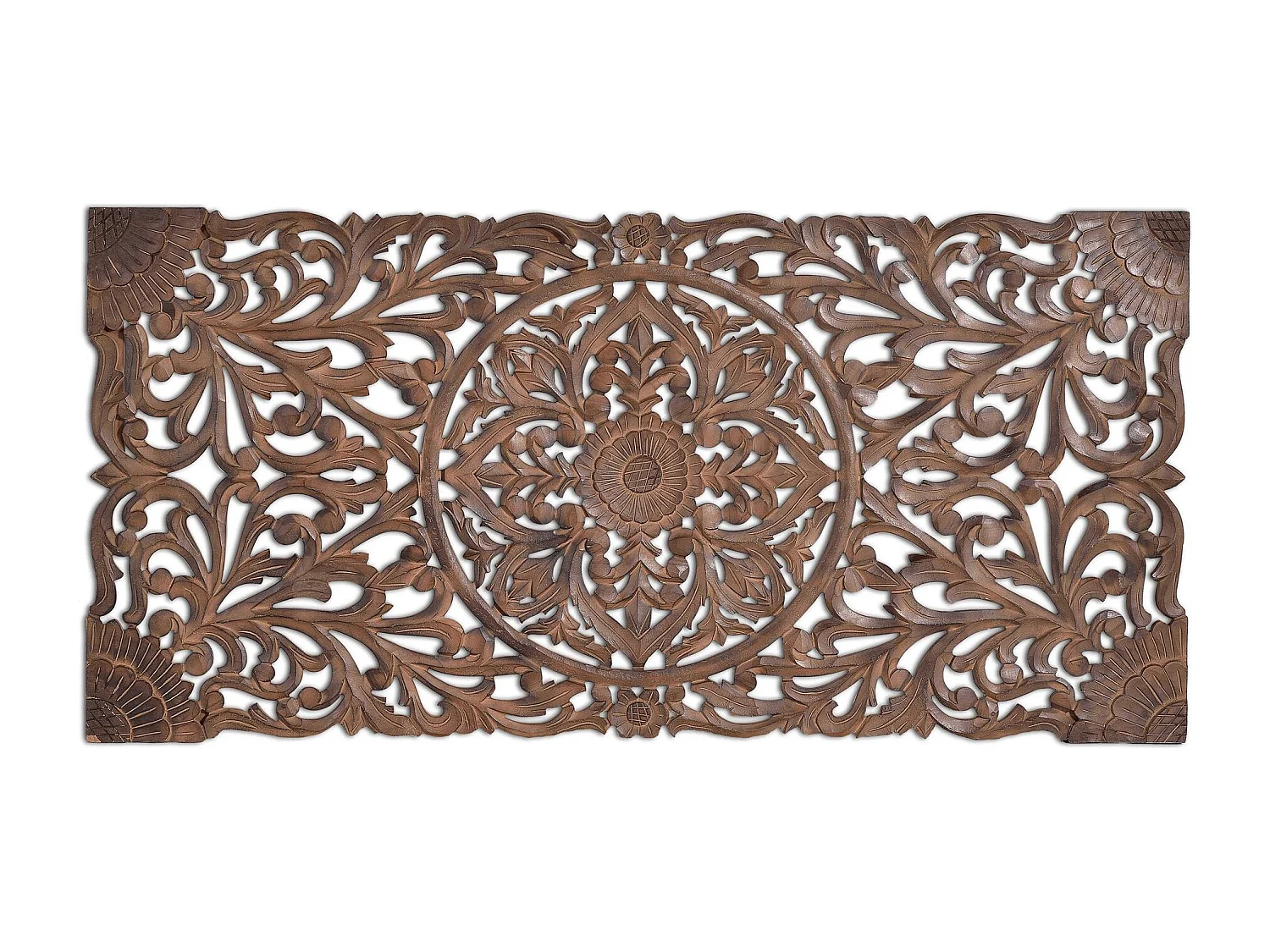 Tête de lit sculpté à la main marron antique