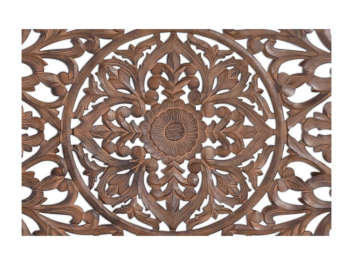 Tête de lit sculpté à la main marron antique