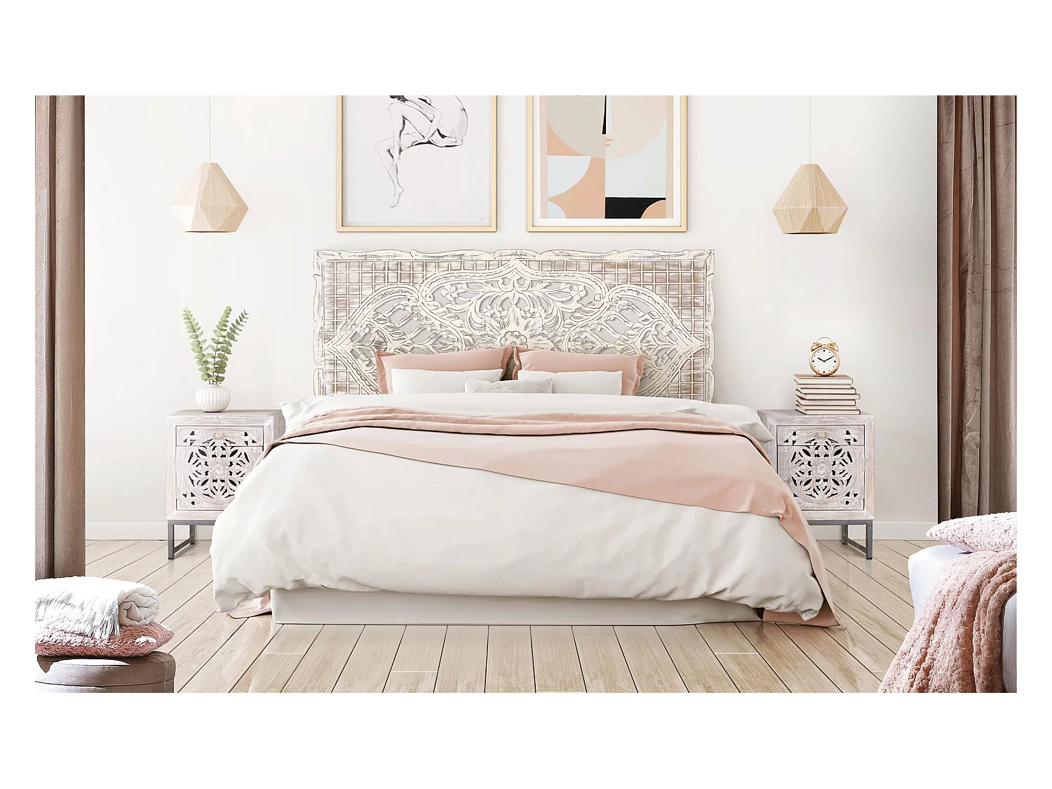 Tête de lit en MDF blanc