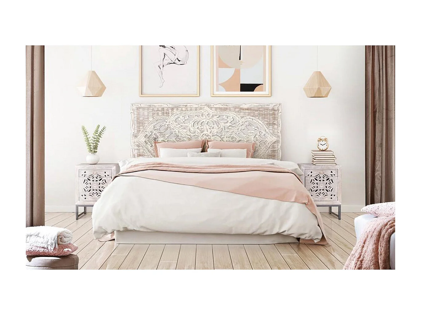 Tête de lit en MDF blanc