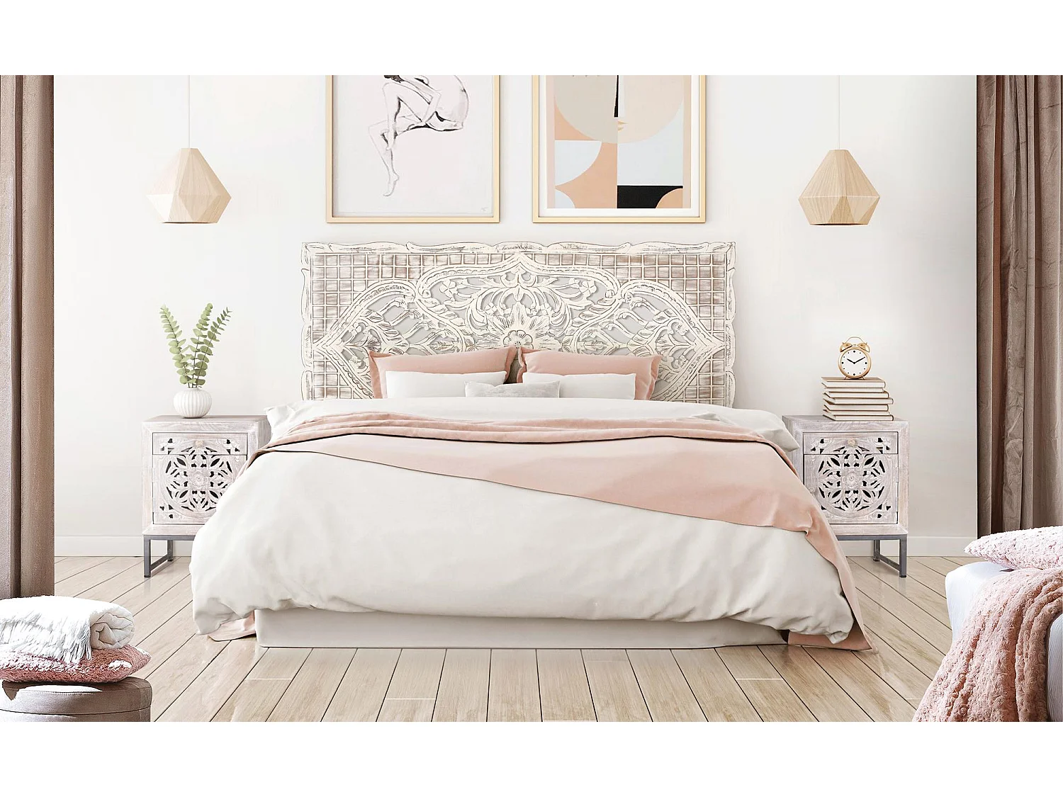 Tête de lit en MDF blanc