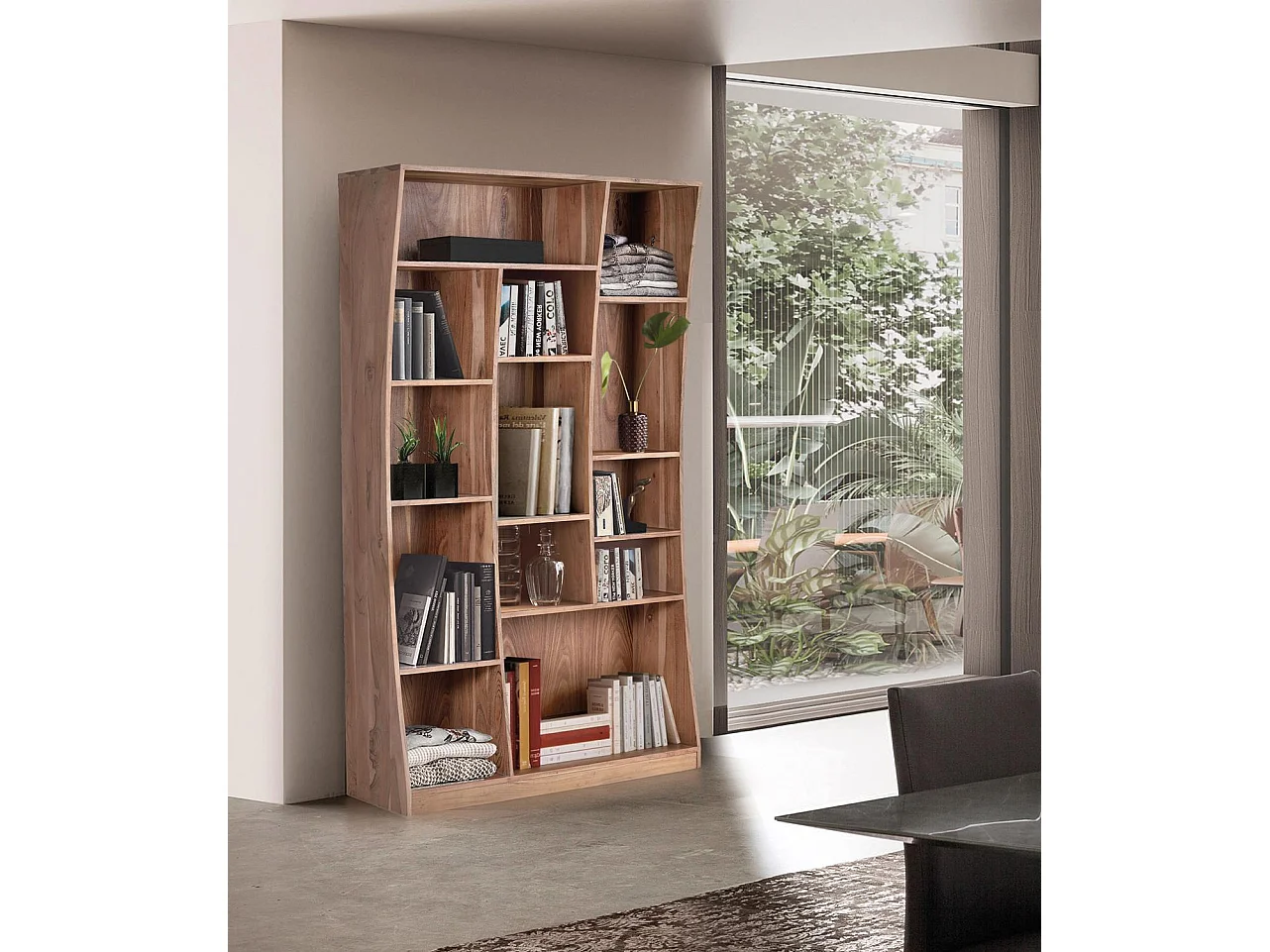 Bibliothèque en manguier marron 2 mètres