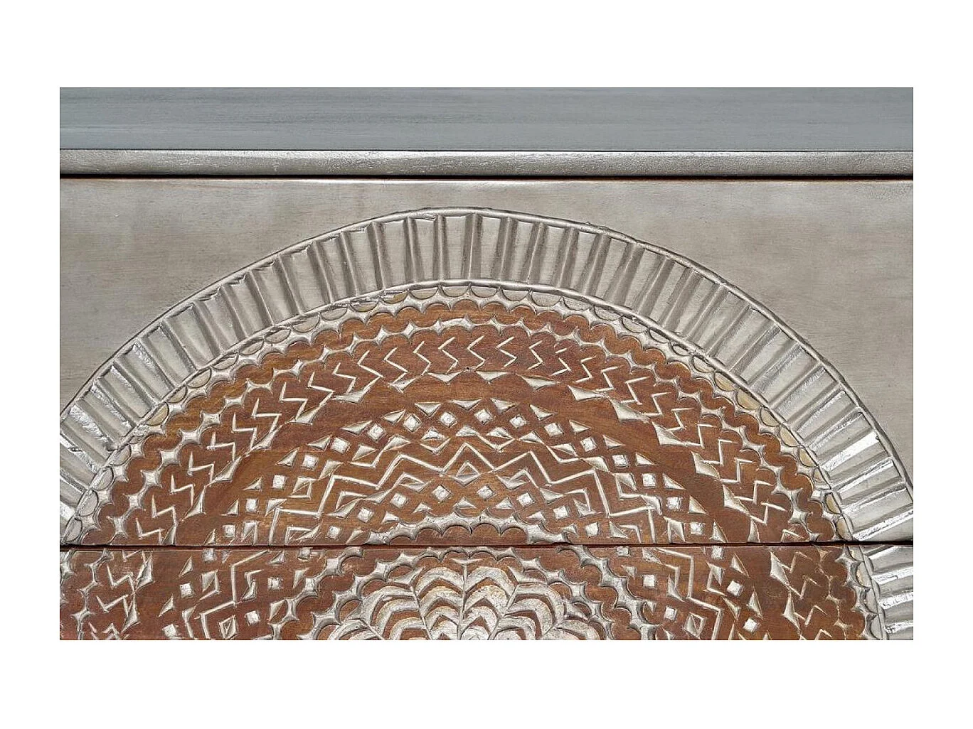 Commode en manguier et pieds en métal gris et marron