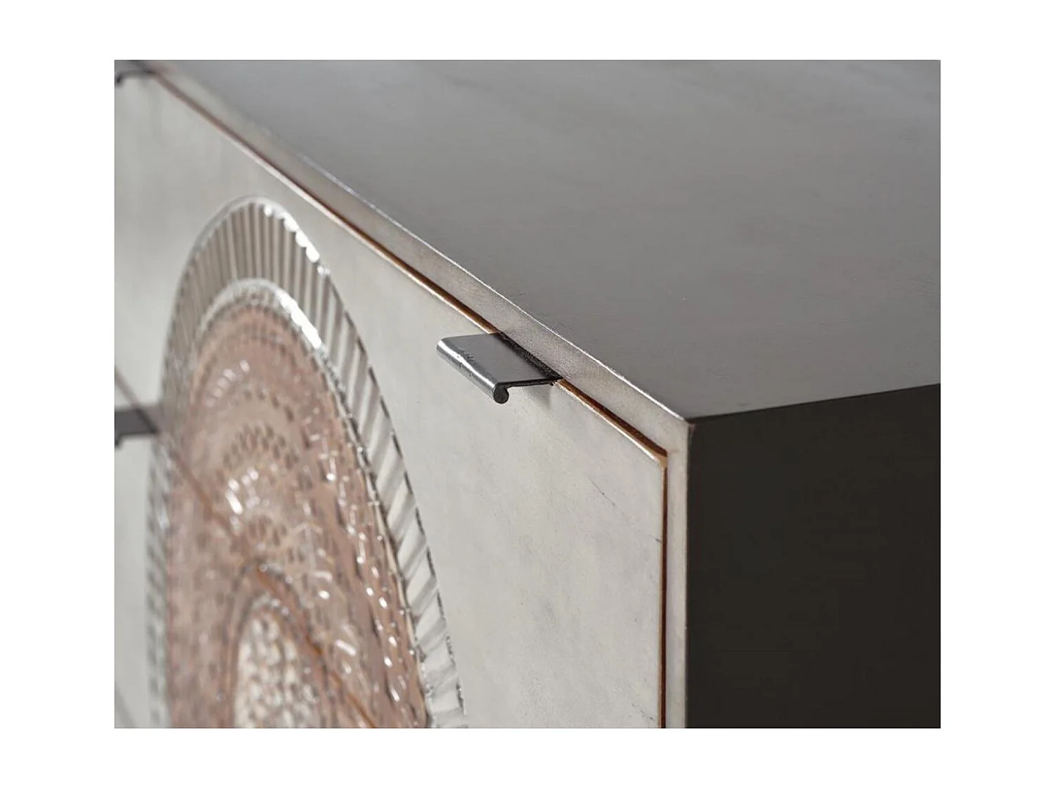 Commode en manguier et pieds en métal gris et marron