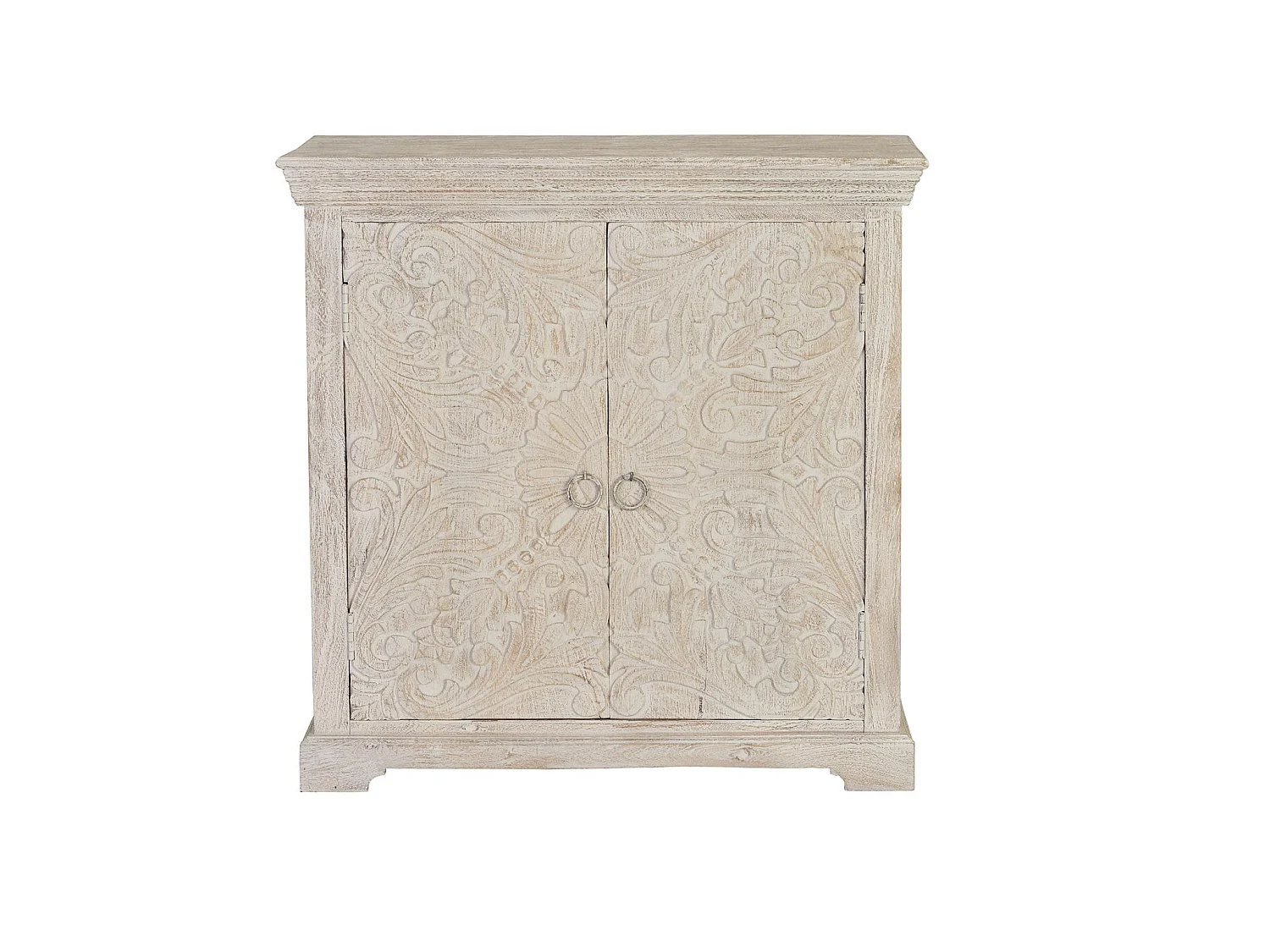Commode en bois de manguier 90 cm, style provençal rustique avec une touche ethnique - 90 x 90 x 40