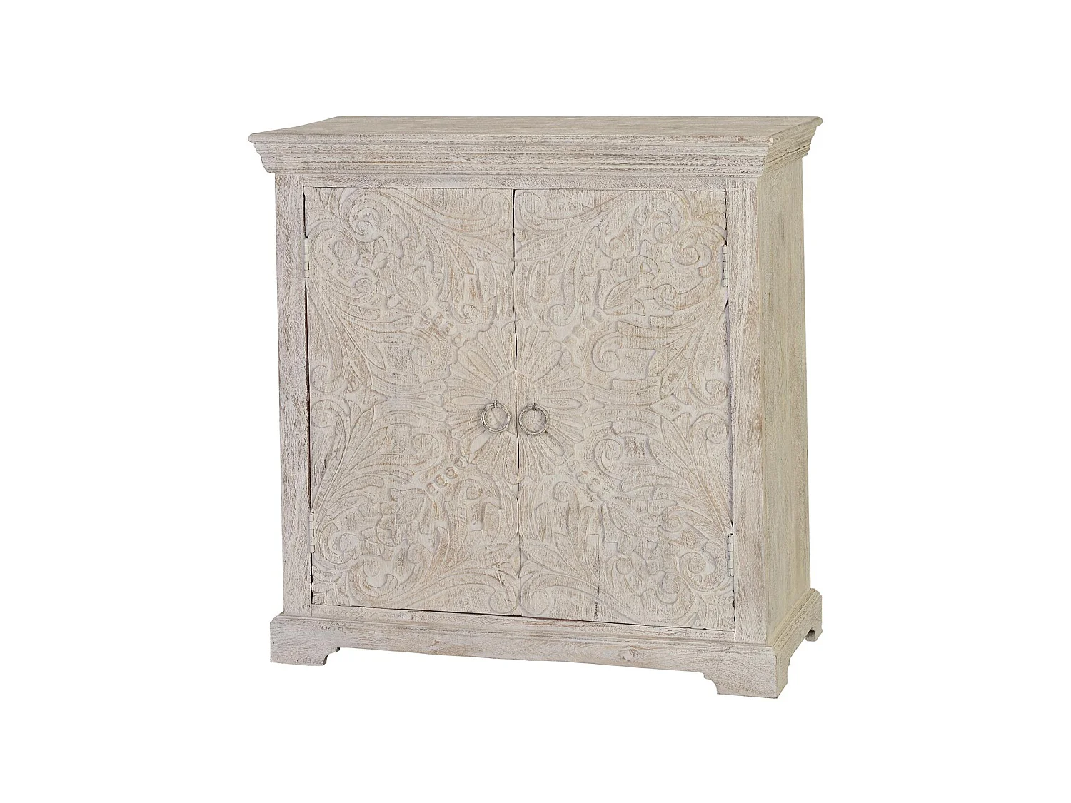 Commode en bois de manguier 90 cm, style provençal rustique avec une touche ethnique - 90 x 90 x 40