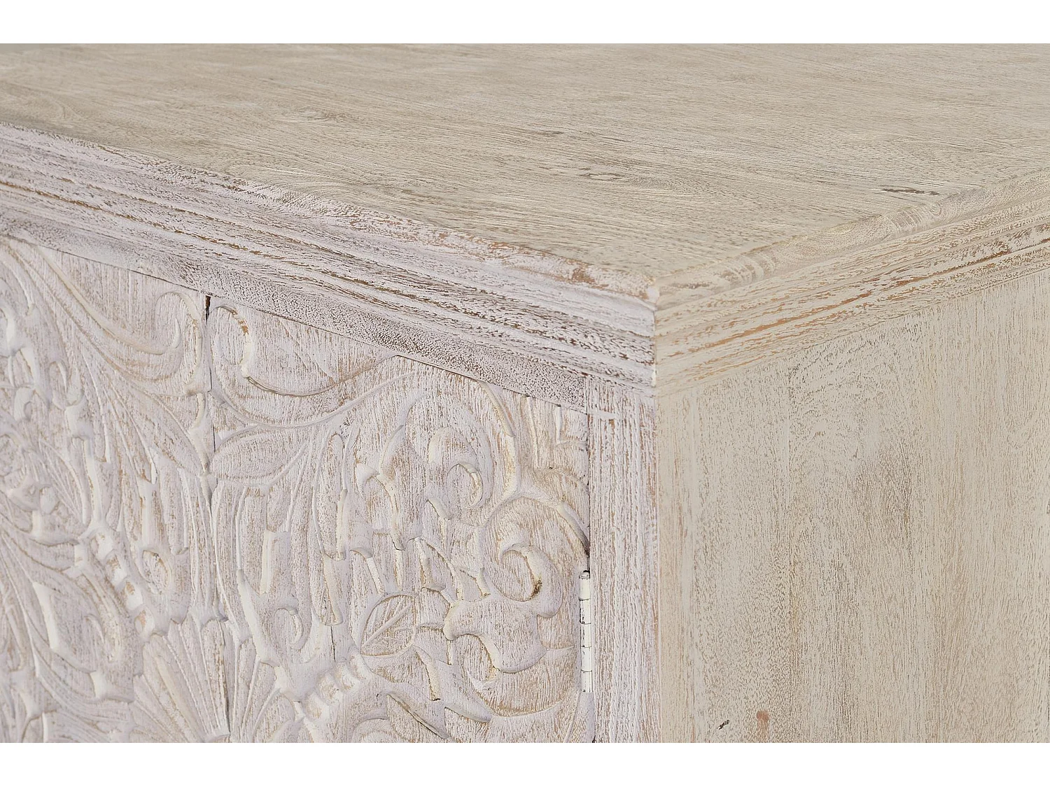 Commode en bois de manguier 90 cm, style provençal rustique avec une touche ethnique - 90 x 90 x 40