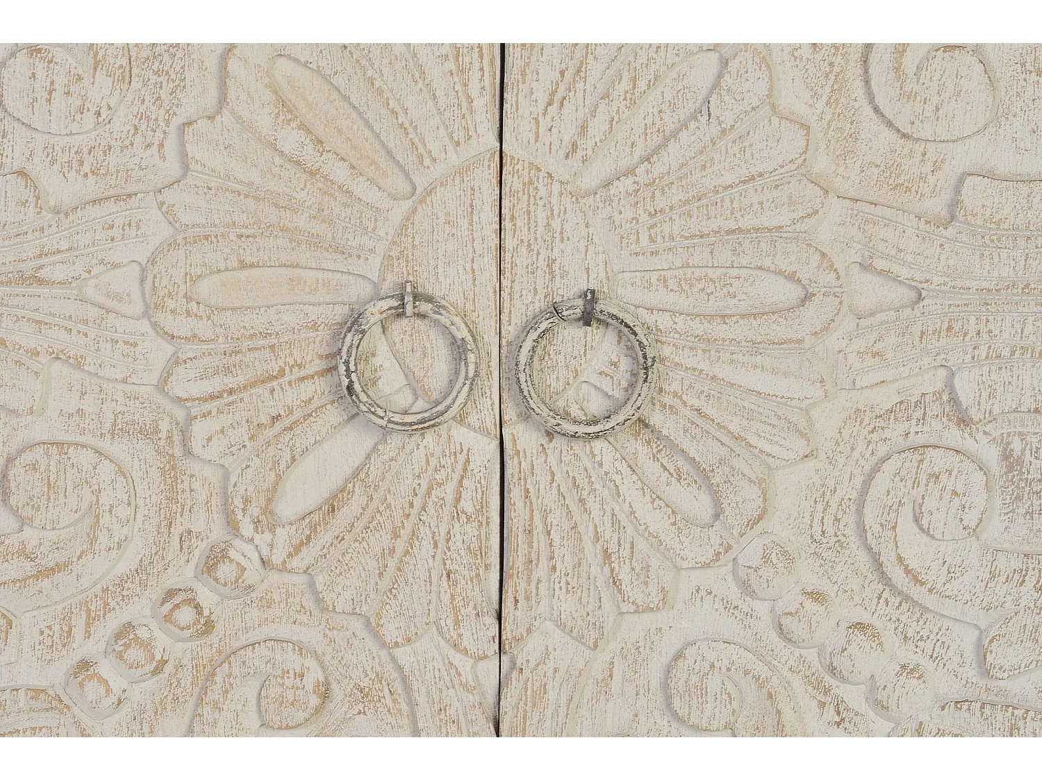 Commode en bois de manguier 90 cm, style provençal rustique avec une touche ethnique - 90 x 90 x 40