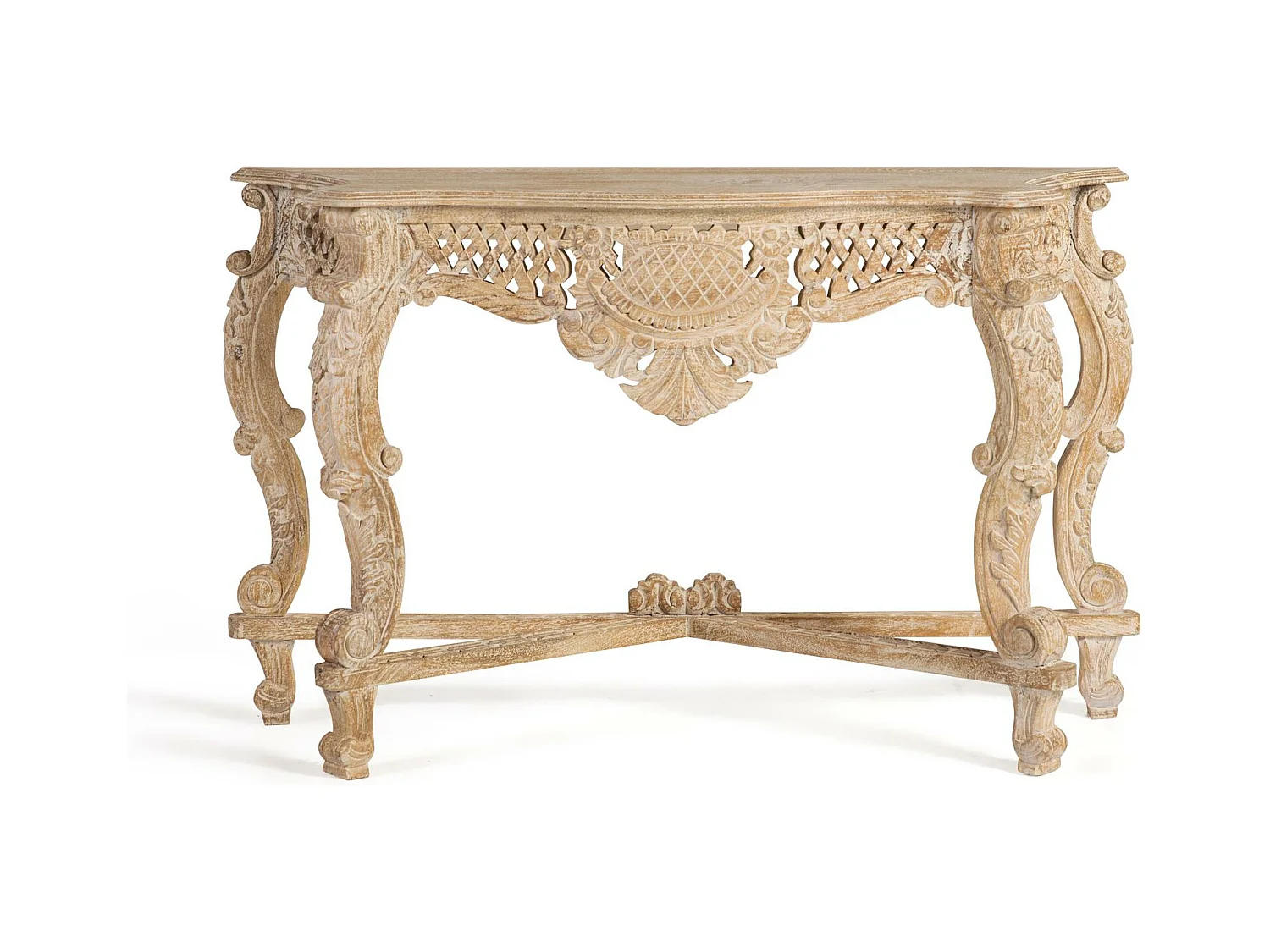 Console en bois manguier blanc vieilli