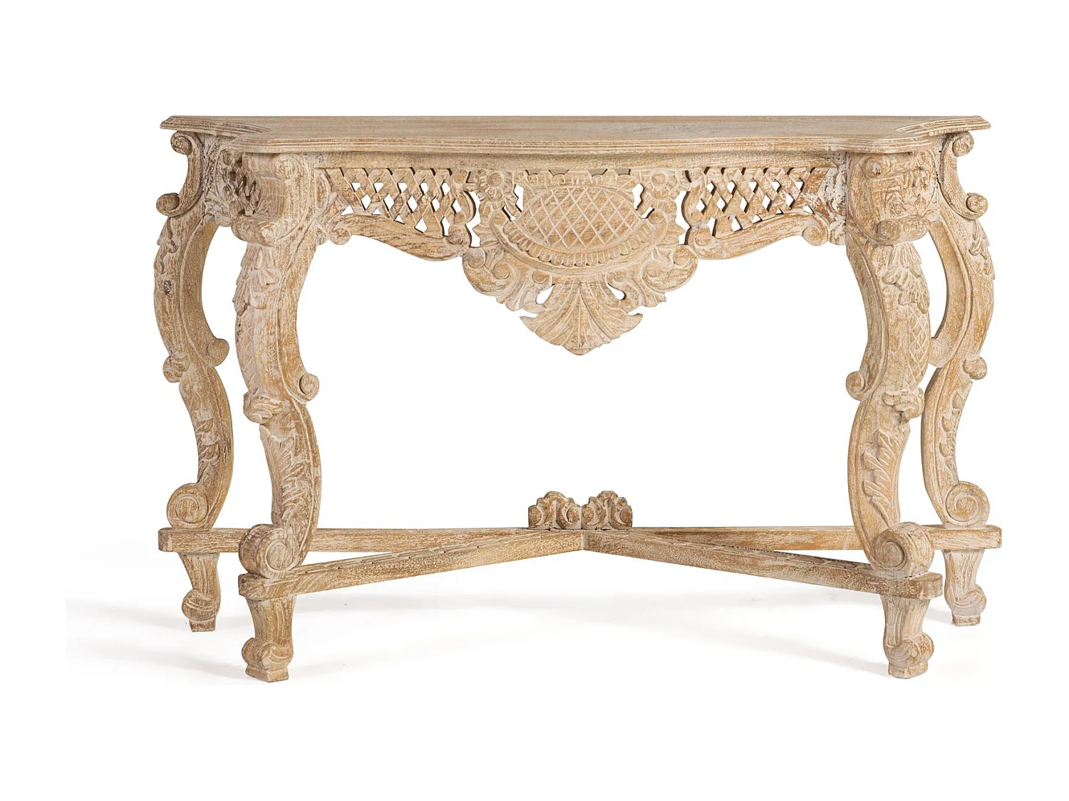 Console en bois manguier blanc vieilli