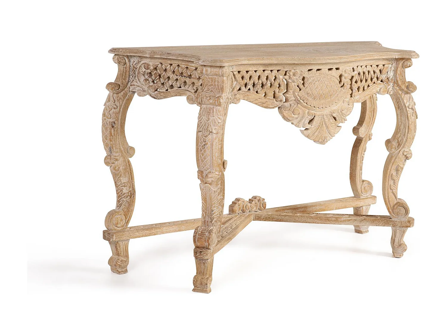 Console en bois manguier blanc vieilli