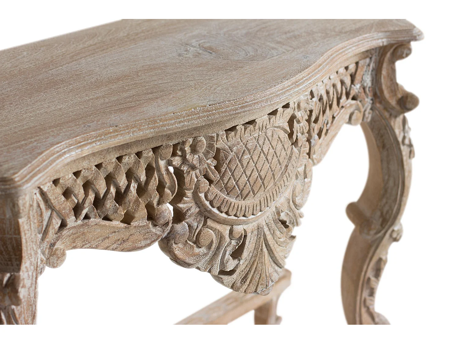 Console en bois manguier blanc vieilli
