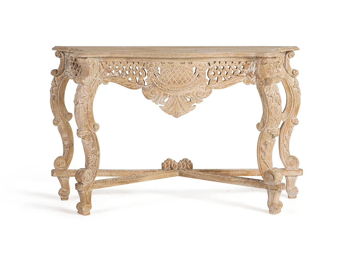 Console en bois de manguier 120 cm, style rustique classique - 76 x 120 x 42