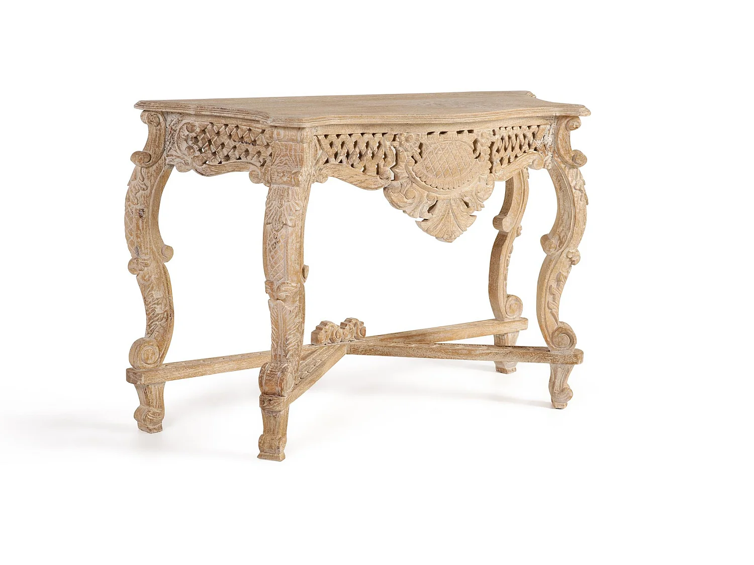 Console en bois de manguier 120 cm, style rustique classique - 76 x 120 x 42