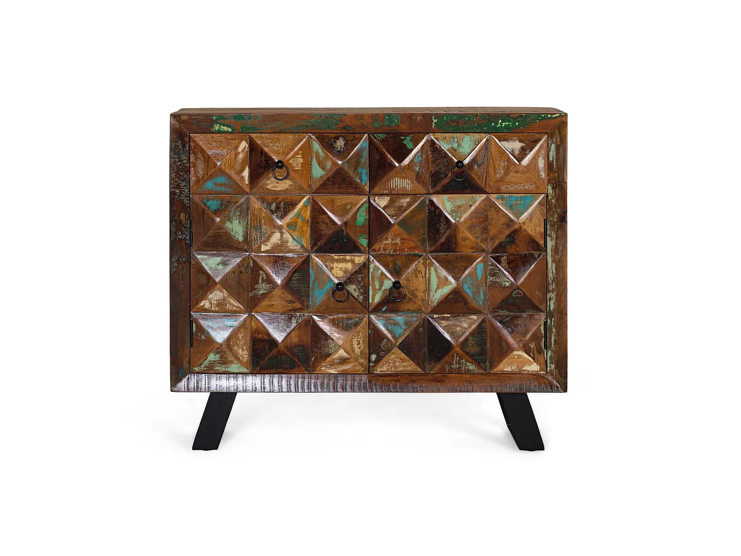 Commode en bois de manguier 100 cm, style industriel moderne - 87 x 100 x 40 cm