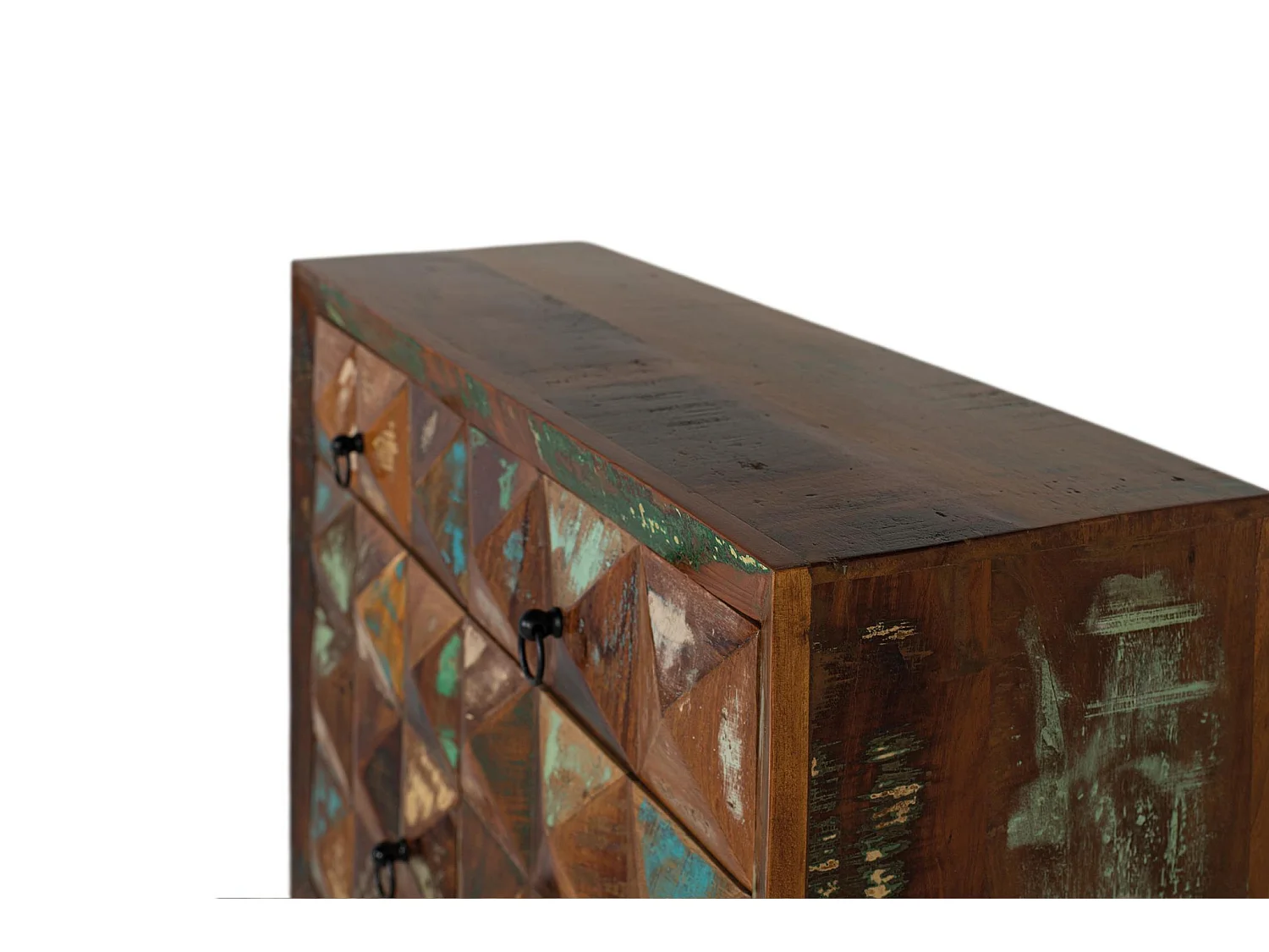 Commode en bois de manguier 100 cm, style industriel moderne - 87 x 100 x 40 cm