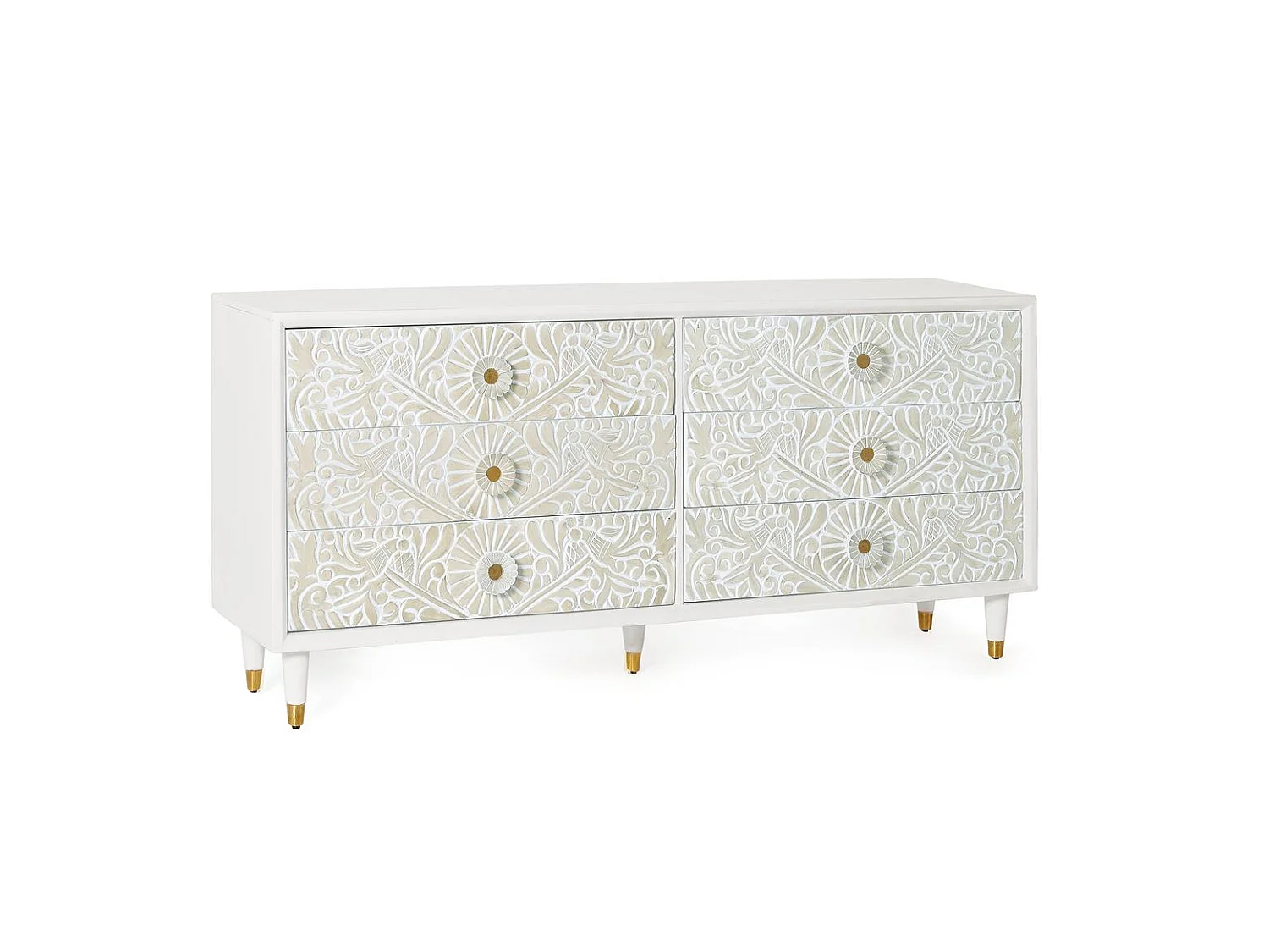 Commode en bois de manguier 170 cm, style méditerranéen moderne - 80 x 170 x 40