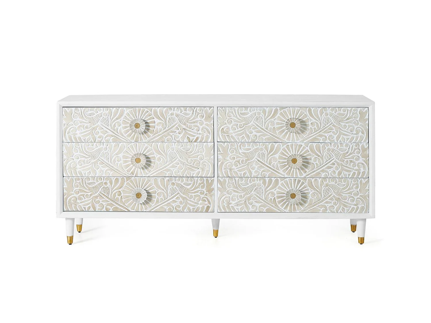 Commode en bois de manguier 170 cm, style méditerranéen moderne - 80 x 170 x 40