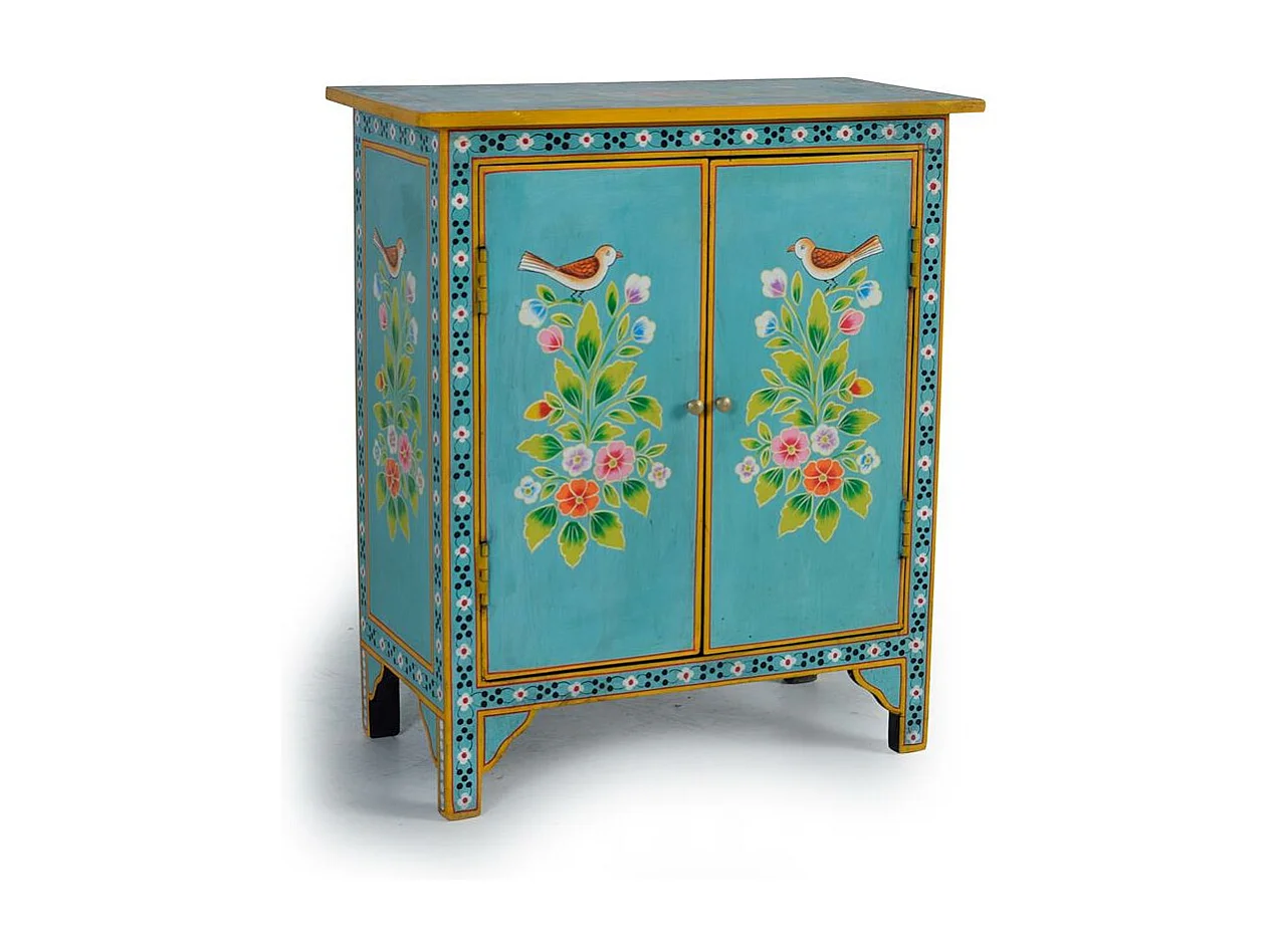 Meuble d'appoint en bois manguier turquoise