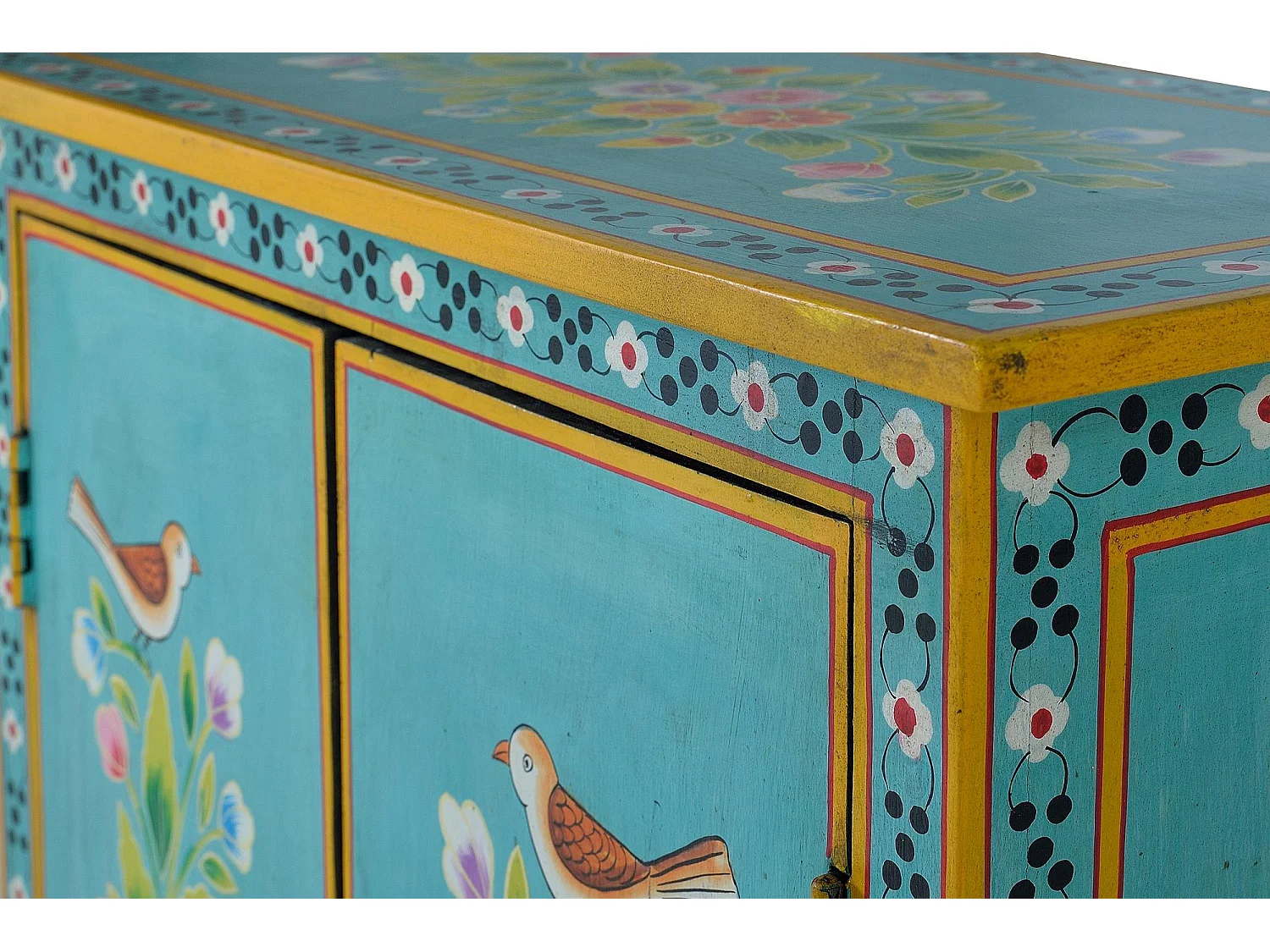 Meuble d'appoint en bois manguier turquoise