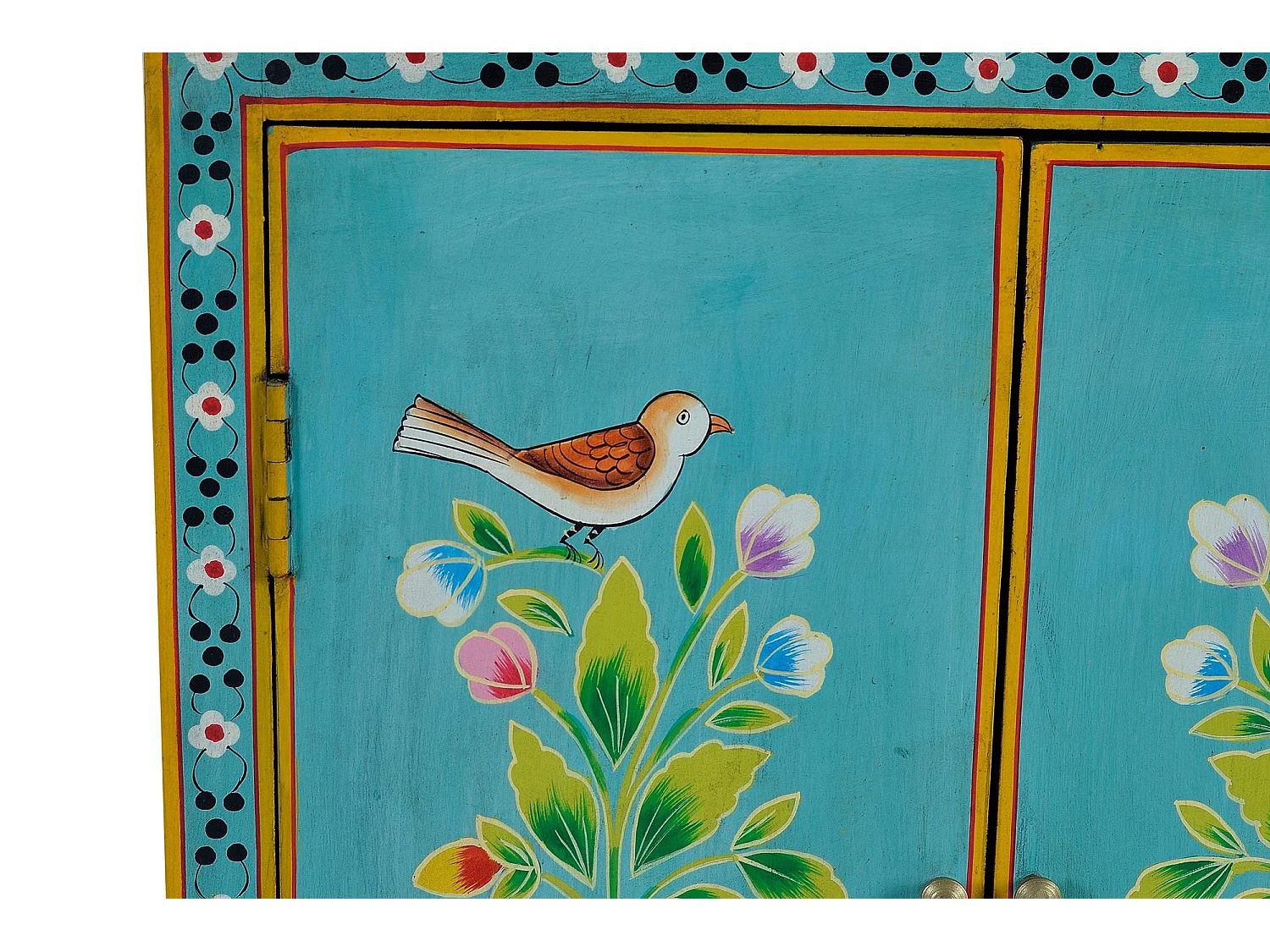 Meuble d'appoint en bois manguier turquoise