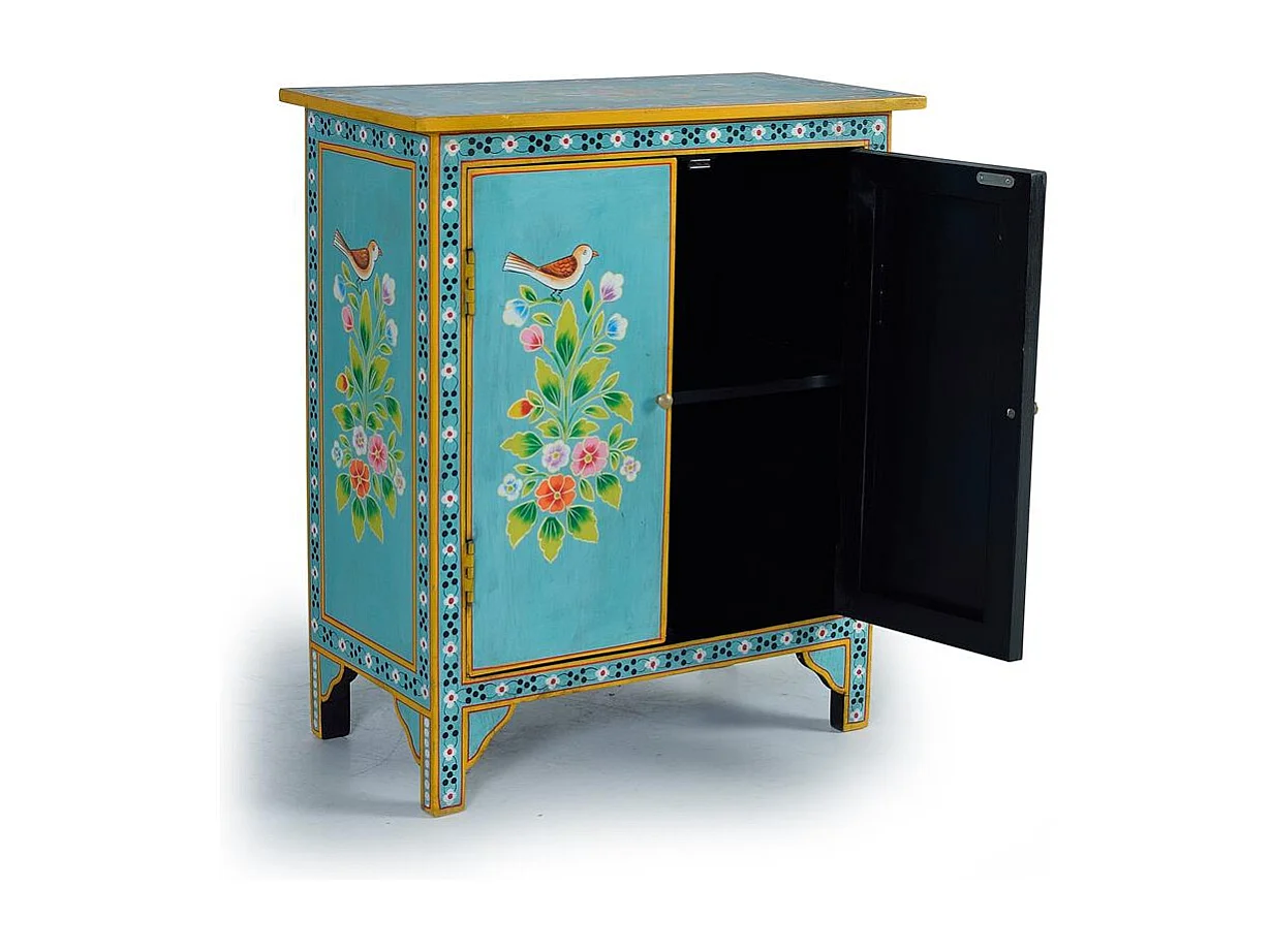 Meuble d'appoint en bois manguier turquoise