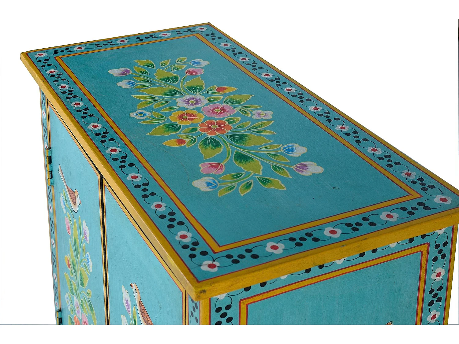 Meuble d'appoint en bois manguier turquoise