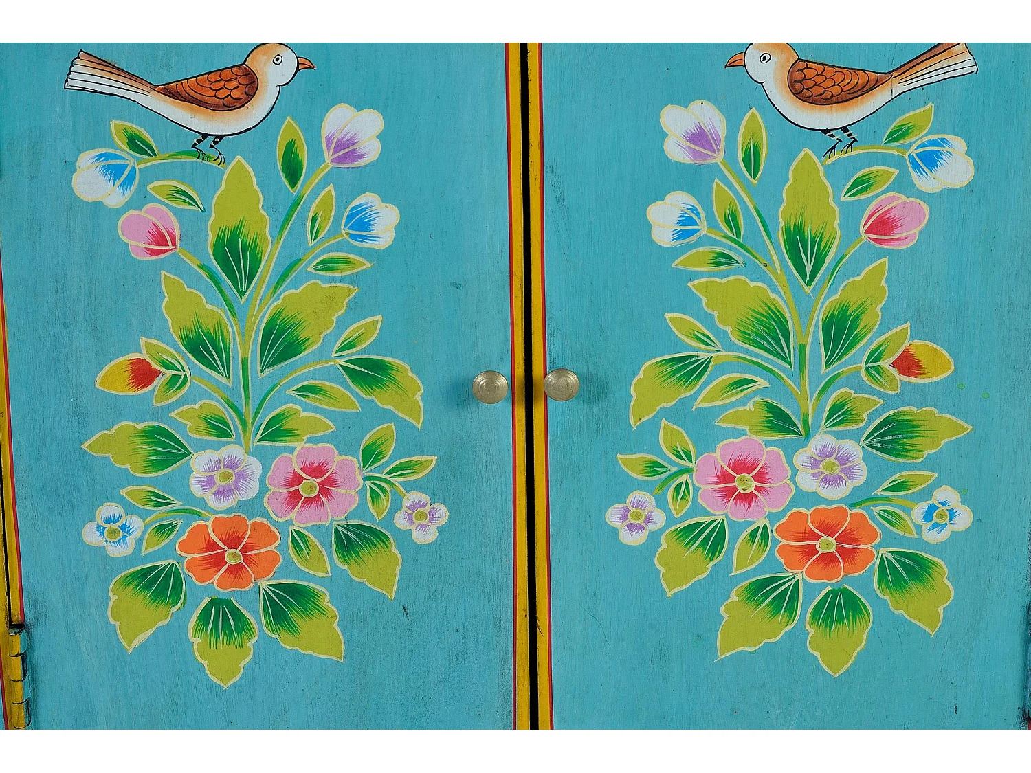 Meuble d'appoint en bois manguier turquoise