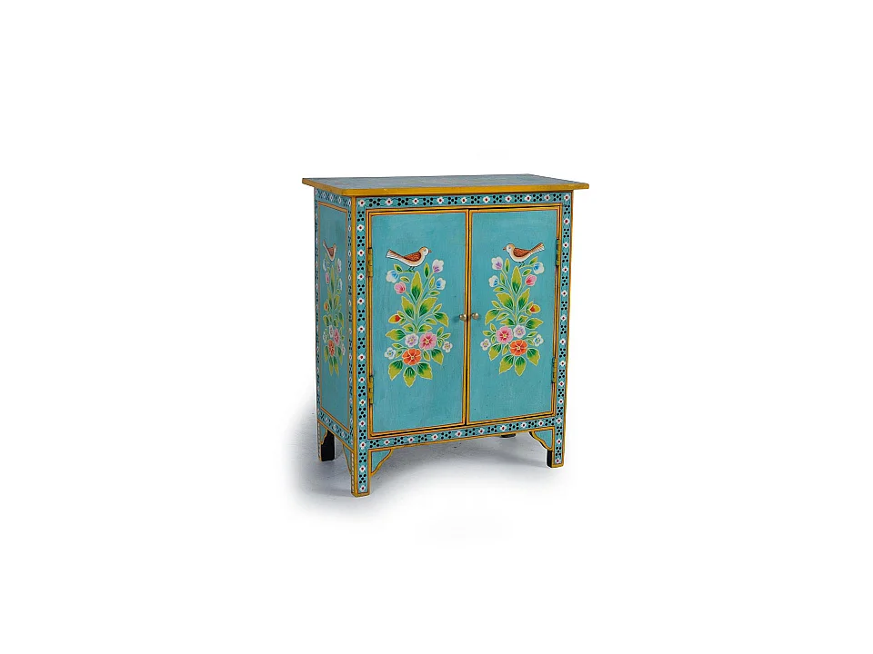 Table d'appoint en bois de manguier 65 cm, style ethnique contemporain - 77 x 65 x 33 cm