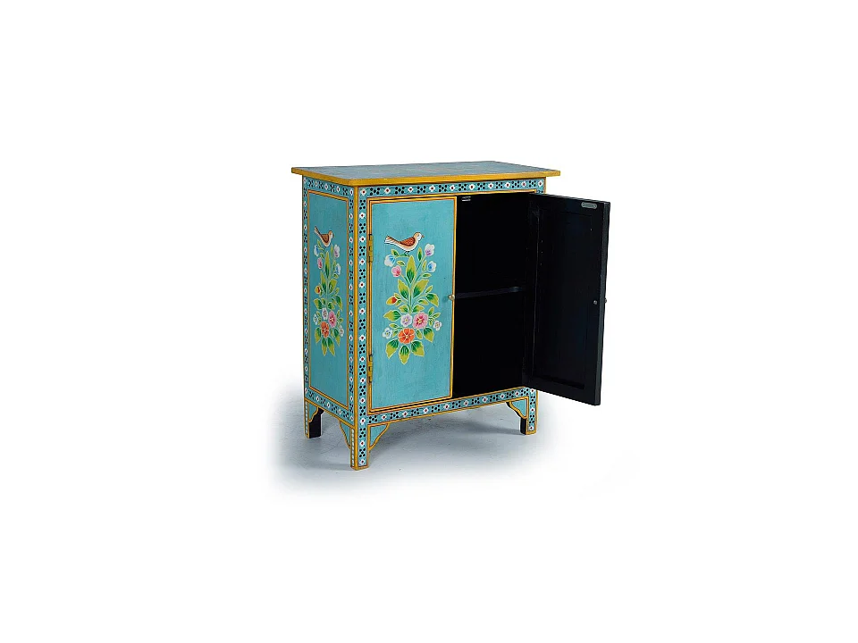 Table d'appoint en bois de manguier 65 cm, style ethnique contemporain - 77 x 65 x 33 cm
