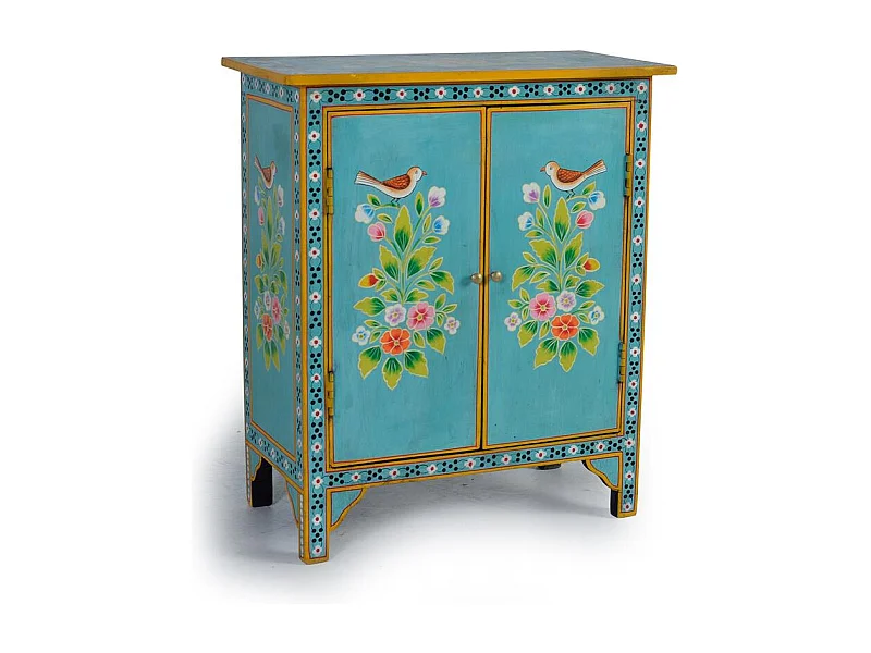 Meuble d'appoint en bois manguier turquoise