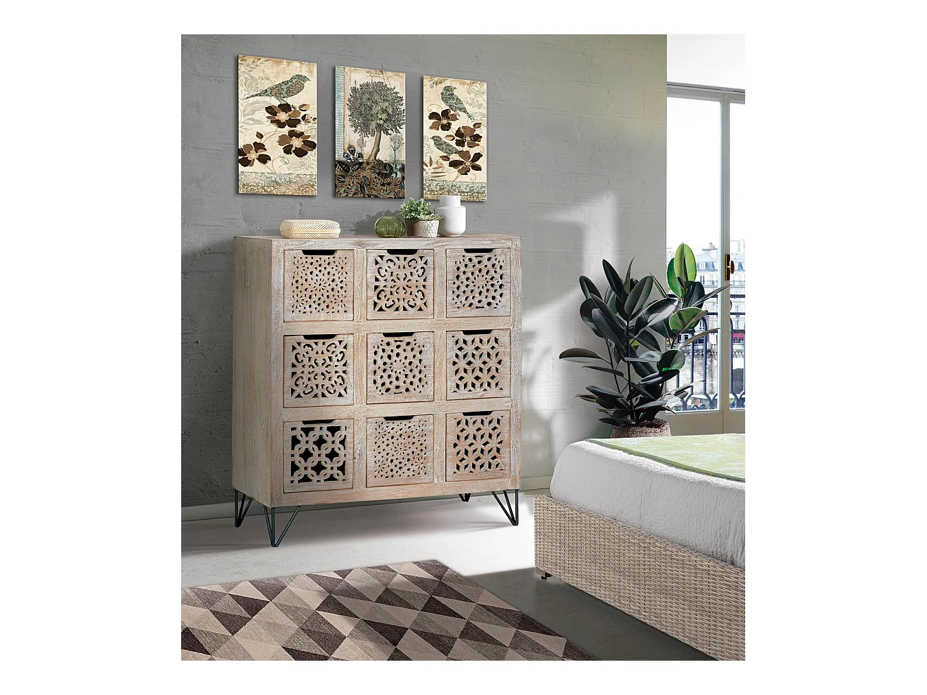 Commode en manguier blanc vieilli