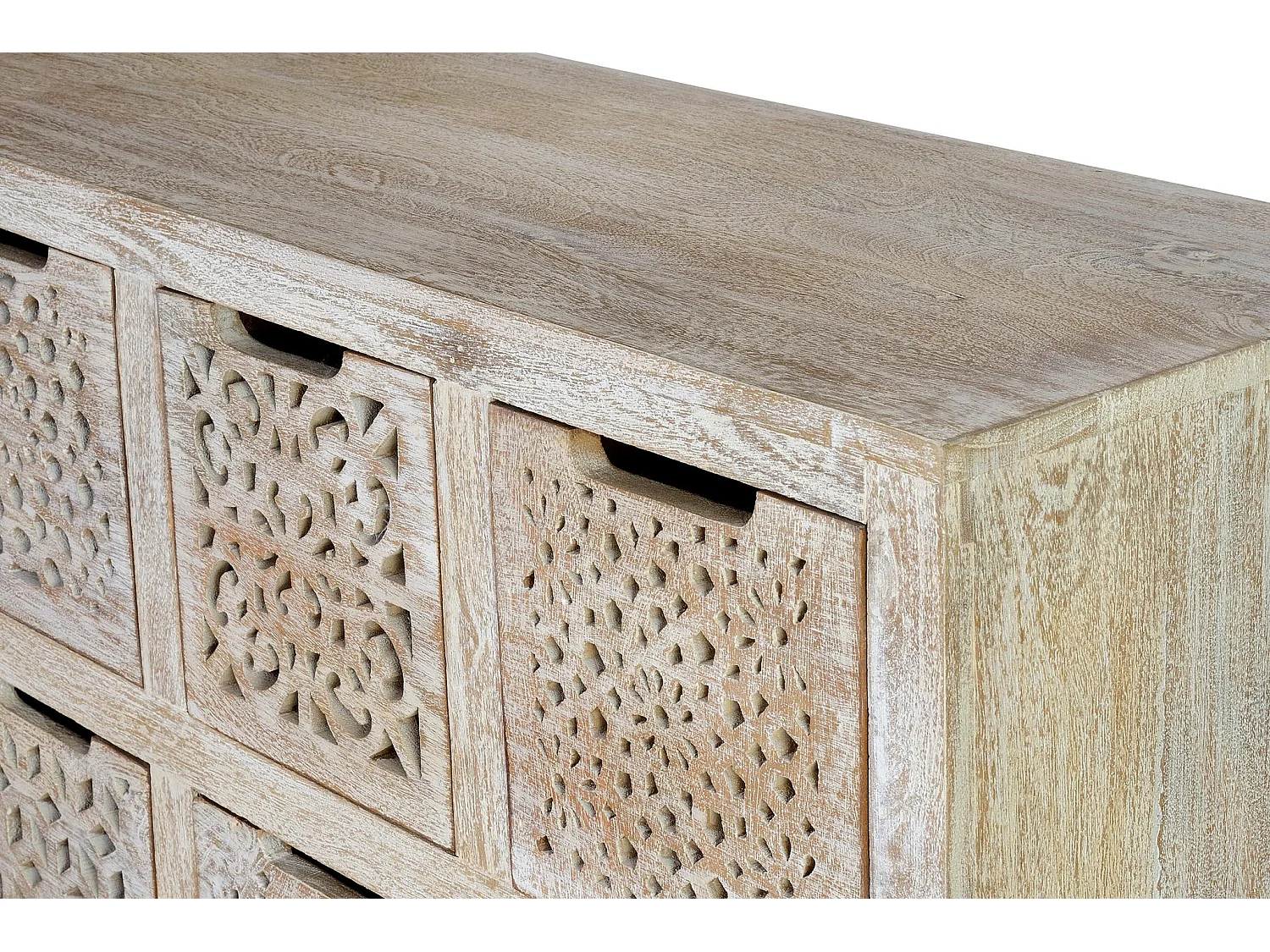 Dressoir van mangohout 112 cm, etnische boho-stijl, gesneden - 102x88x38
