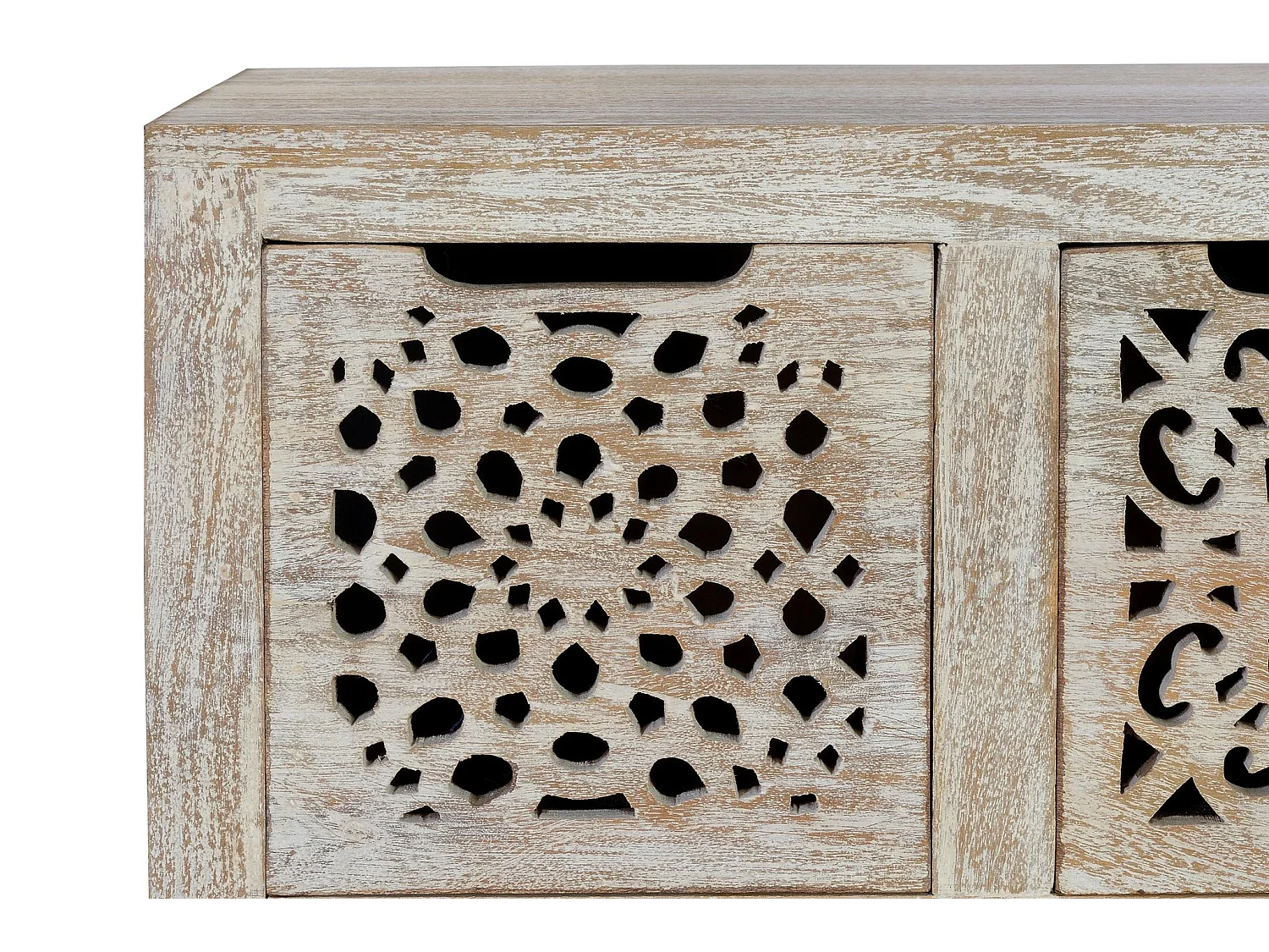 Dressoir van mangohout 112 cm, etnische boho-stijl, gesneden - 102x88x38