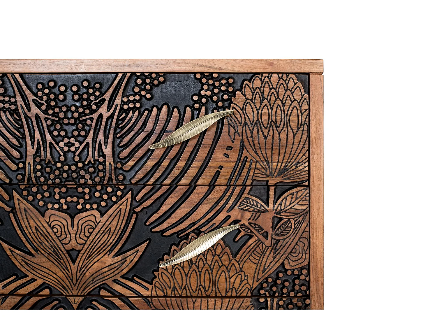 Commode bois d'acacia et métal