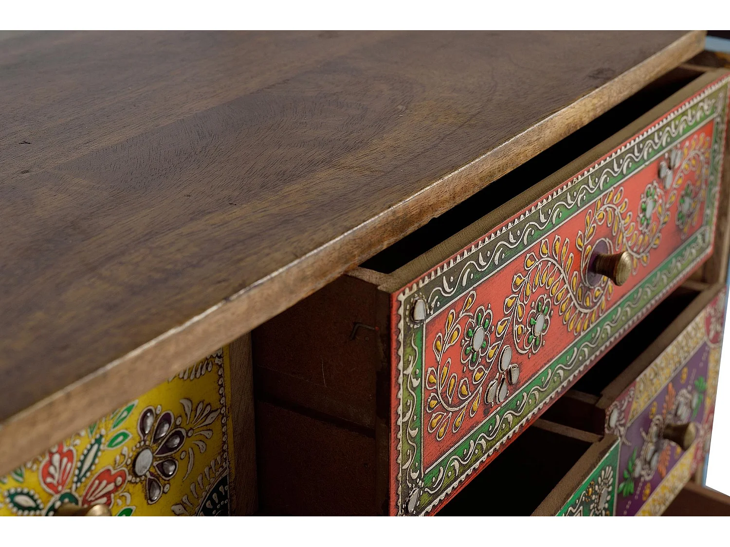 Commode en bois manguier peint à la main