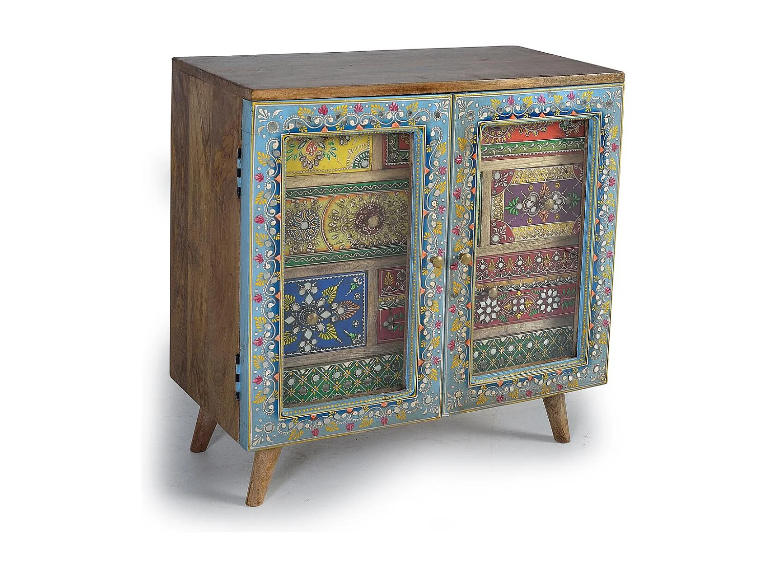 Commode en bois manguier peint à la main