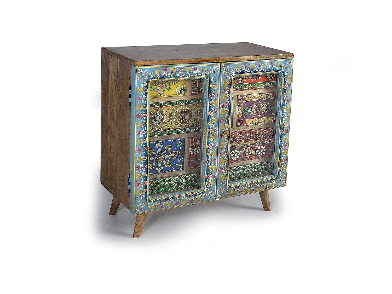 Commode en bois de manguier 60 cm, style ethnique contemporain - 62 x 60 x 30
