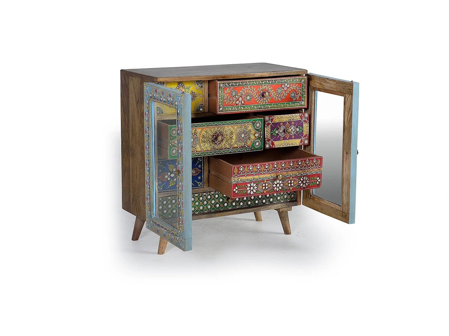 Commode en bois de manguier 60 cm, style ethnique contemporain - 62 x 60 x 30