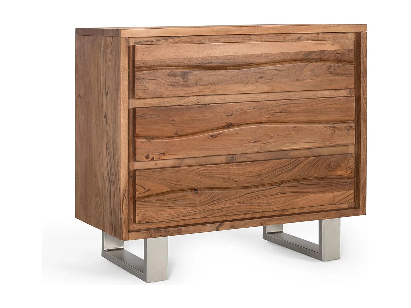 Commode en bois d'acacia et métal