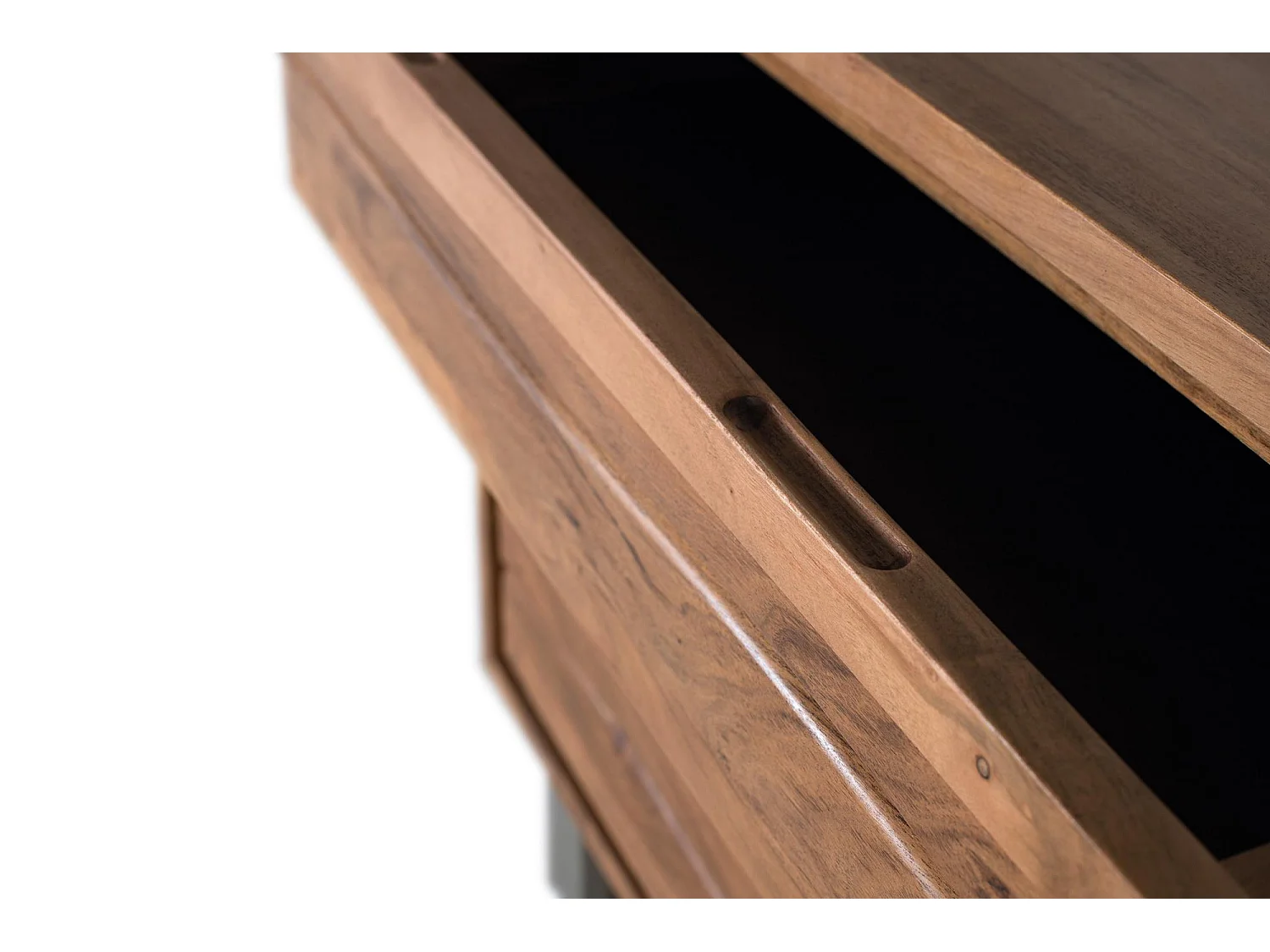 Commode en bois d'acacia et métal