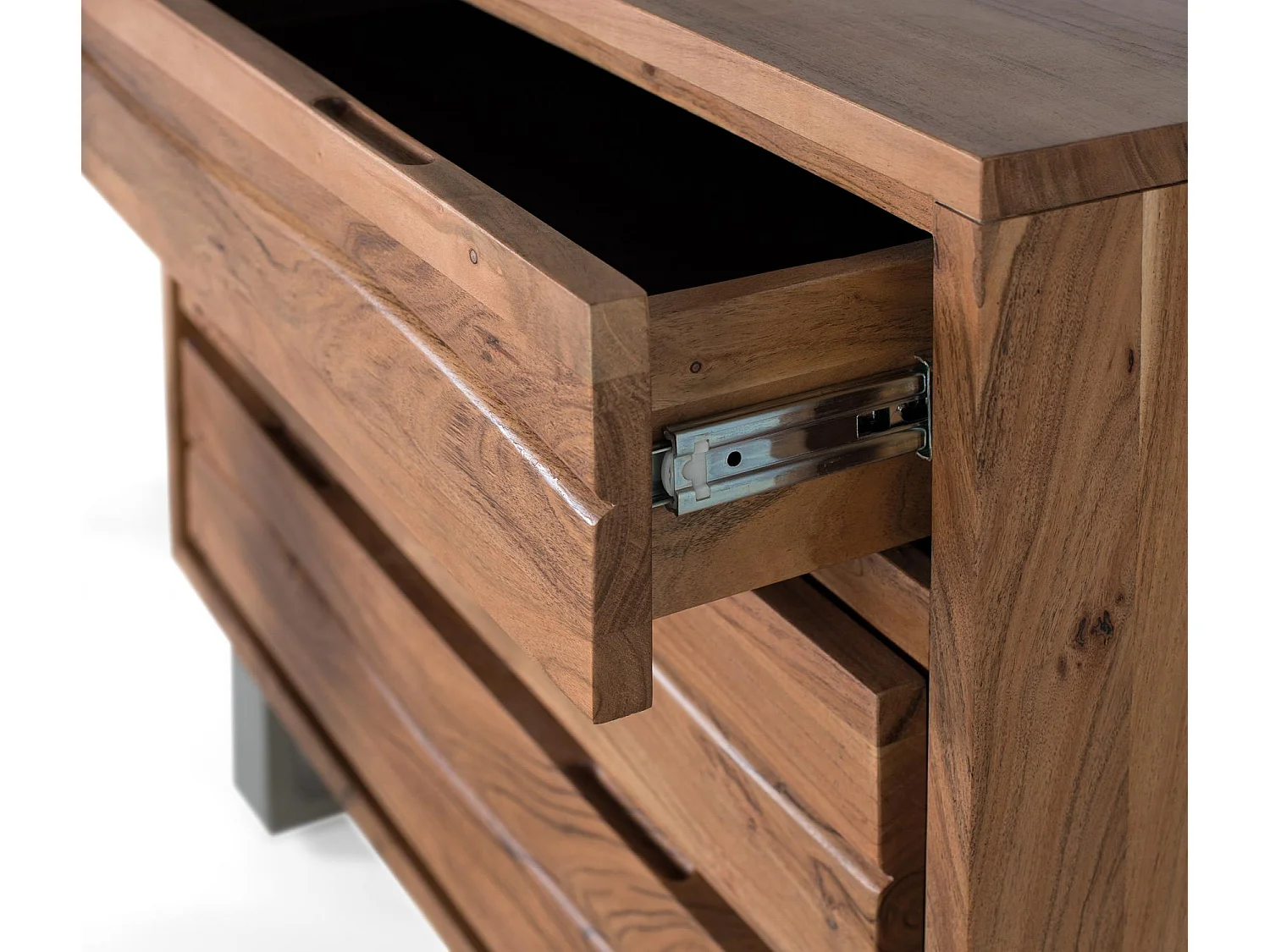 Commode en bois d'acacia et métal