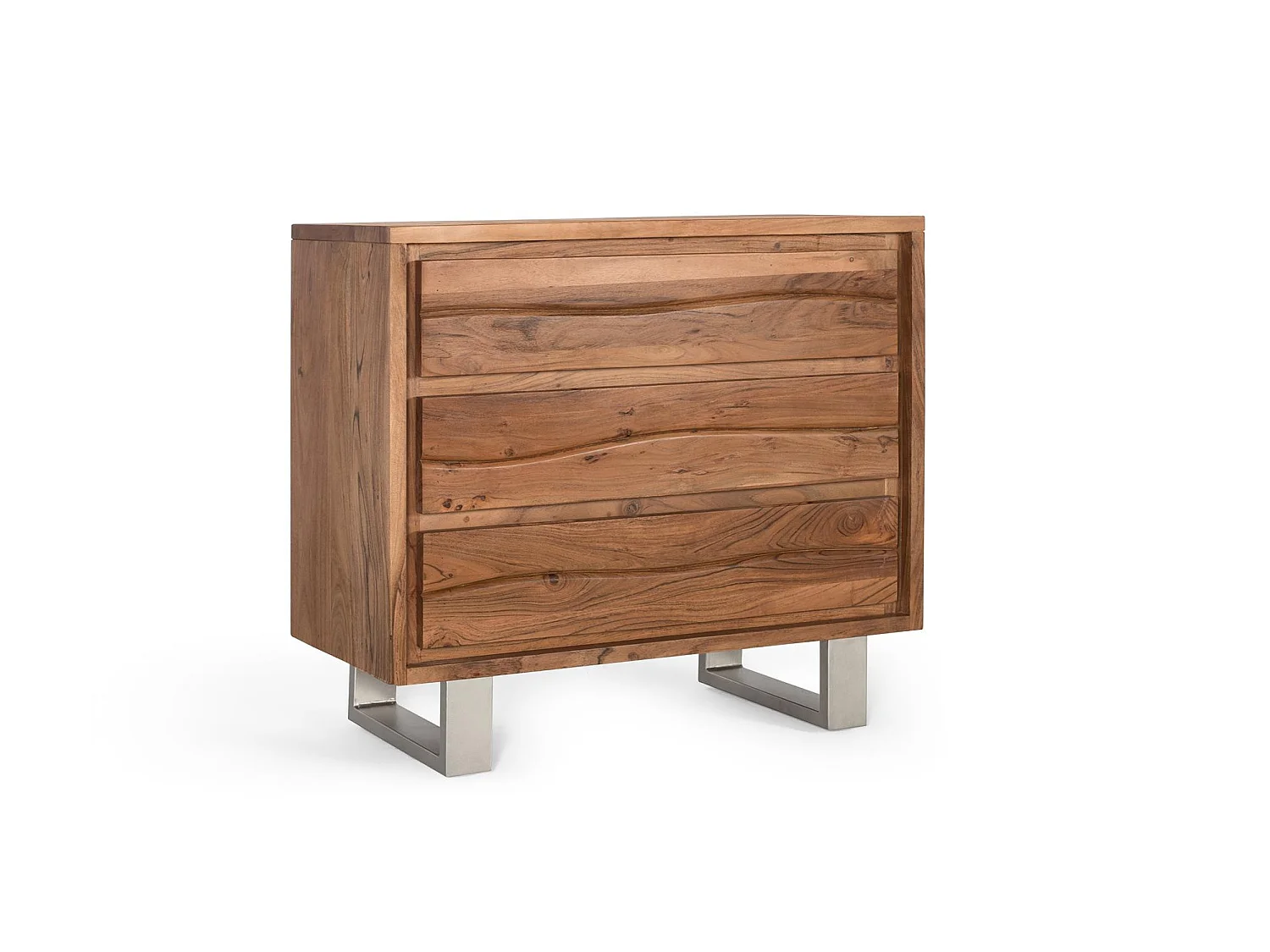 Commode en bois d'acacia 91 cm, style rustique moderne - 81 x 91 x 40