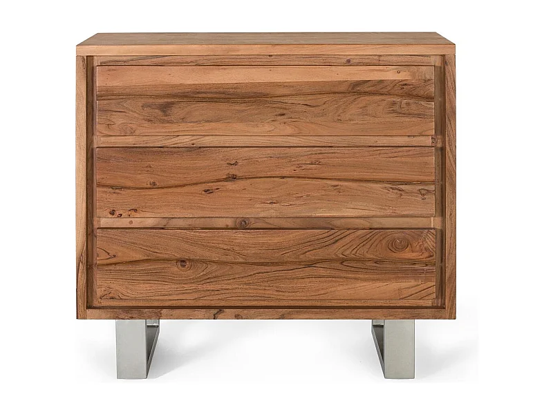 Commode en bois d'acacia et métal