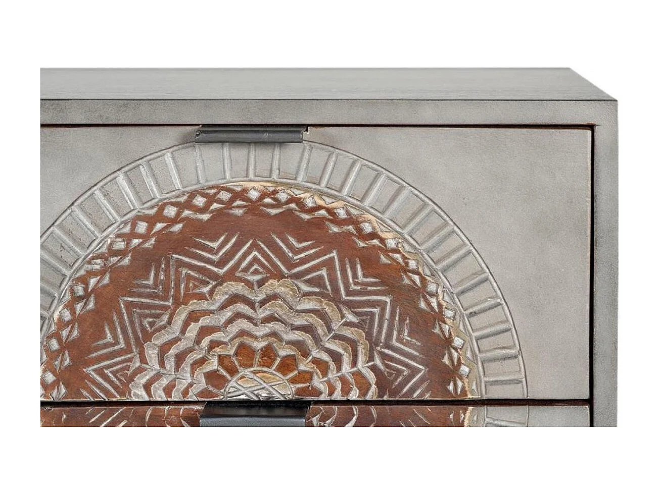 Commode en manguier et pieds en métal gris et marron