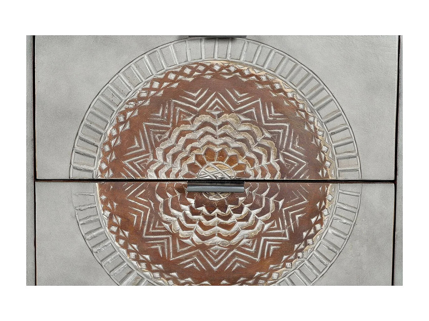 Commode en manguier et pieds en métal gris et marron