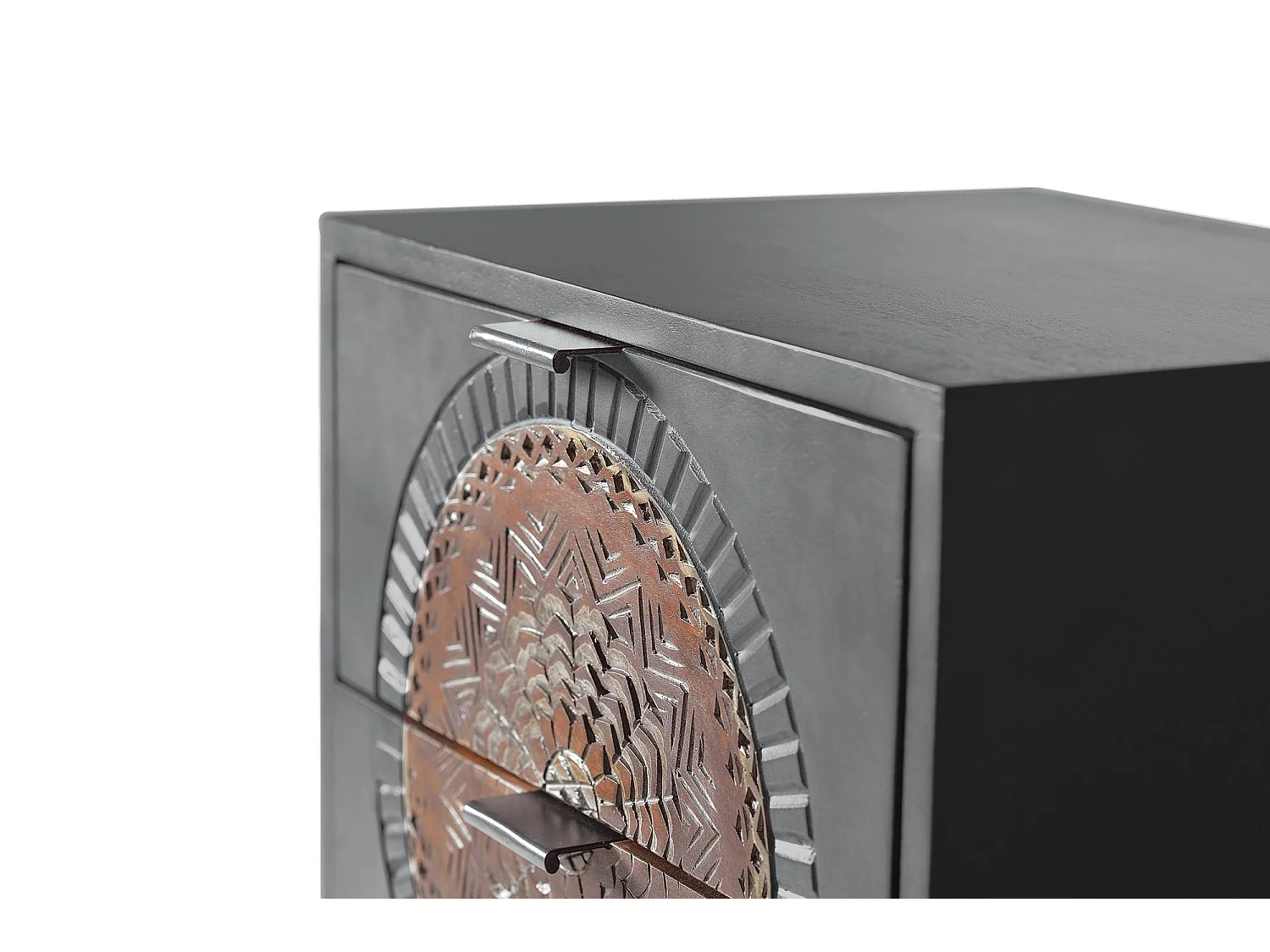 Commode en manguier et pieds en métal gris et marron