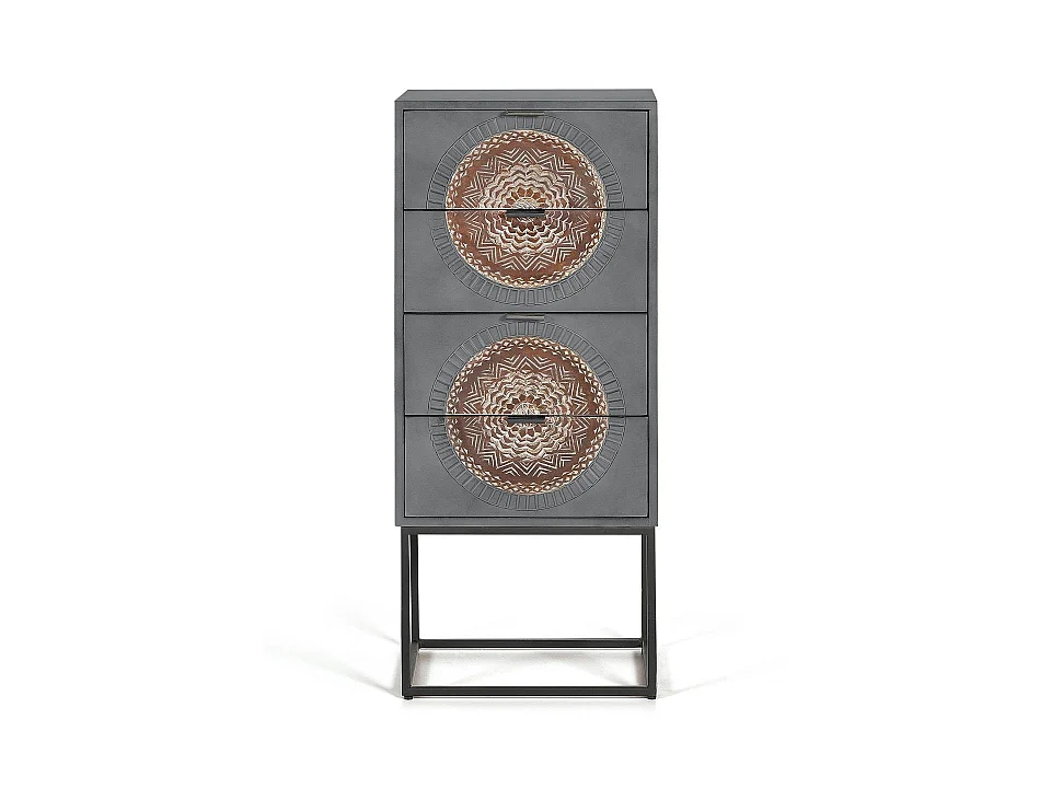 Commode en bois de manguier 45 cm, style industriel ethnique contemporain - 105 x 45 x 35